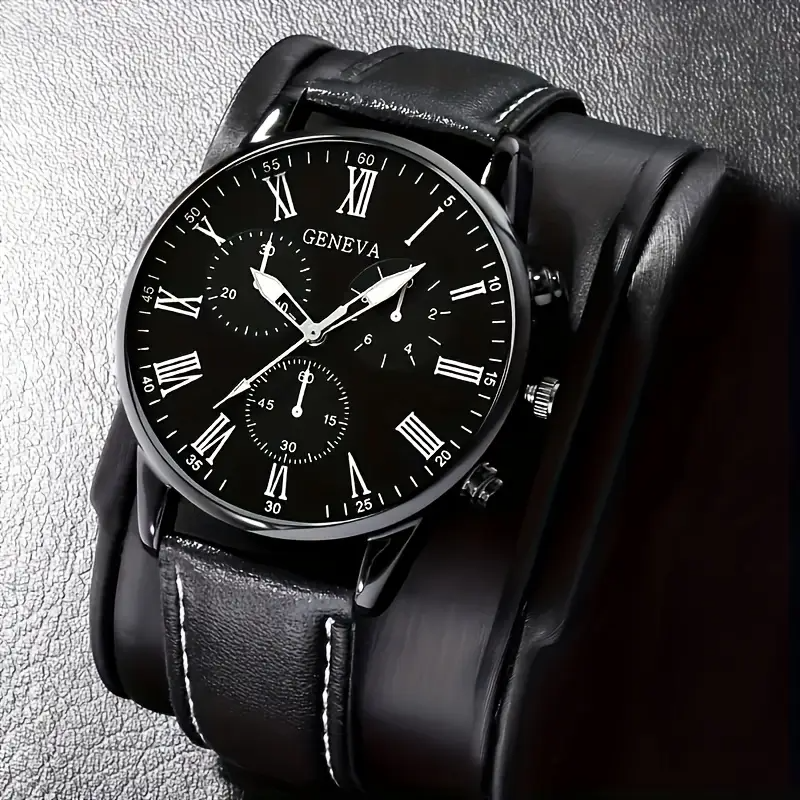 4PCS Men’s Casual Business Watch Gift Set – Stylish Wristwatch with Accessories