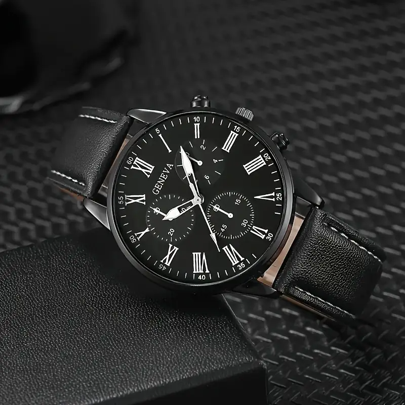 4PCS Men’s Casual Business Watch Gift Set – Stylish Wristwatch with Accessories